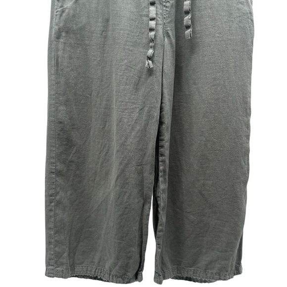 Cloth & Stone Slate Green 100% Linen Crop Drawstring Summer Pants Size XS - Picture 4 of 11